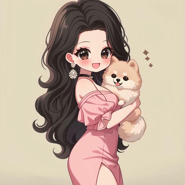 Ảnh avatar anime nữ cùng chó Shiba siêu đáng yêu