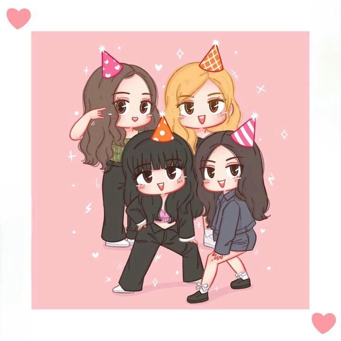 Ảnh avatar chibi Blackpink đội mũ sinh nhật siêu cute