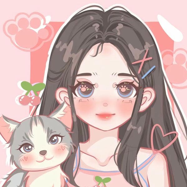 Ảnh avatar chibi nữ cùng mèo con đáng yêu