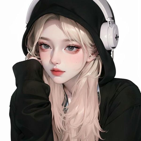 Ảnh avatar gái xinh anime đeo tai nghe cool ngầu