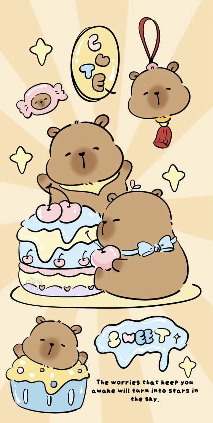 Ảnh hình nền Capybara cute cho điện thoại