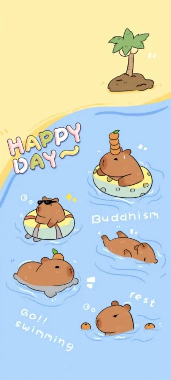 Ảnh hình nền điện thoại cute hình Capybara