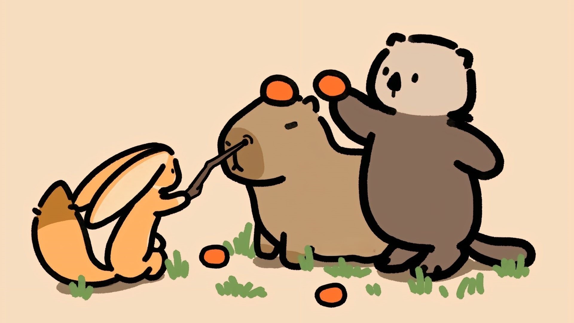 Ảnh hình nền máy tính Capybara vô tri cute