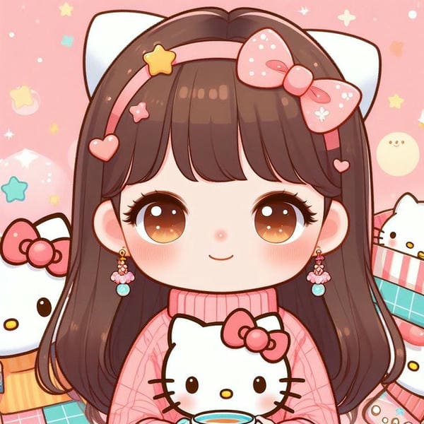 Hình ảnh avatar anime chibi nữ Hello Kitty siêu dễ thương