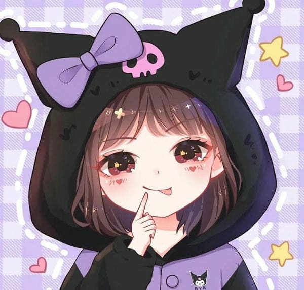 Hình ảnh avatar anime nữ trang phục Kuromi đáng yêu