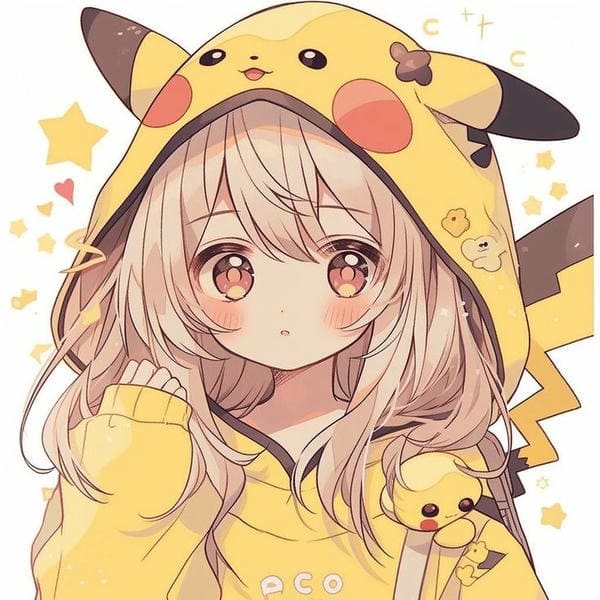 Hình ảnh avatar chibi nữ trang phục Pikachu đáng yêu