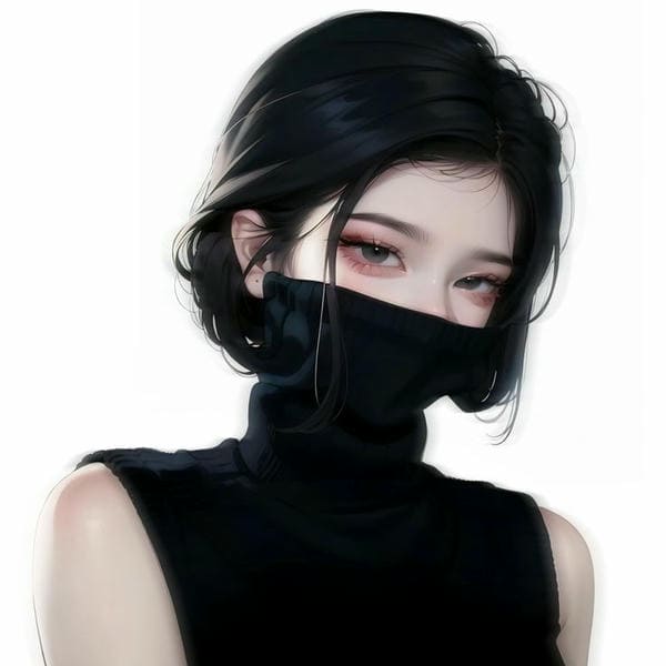 Hình ảnh avatar gái xinh anime che mặt cool ngầu