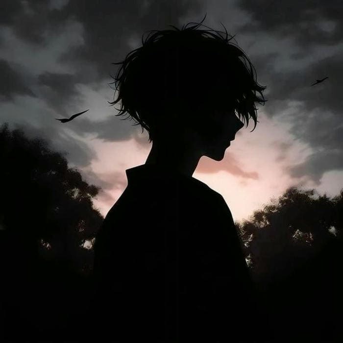 Hình avatar anime đen trắng sad boy