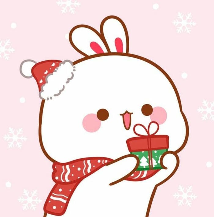 Hình avatar thỏ đội mũ noel cute